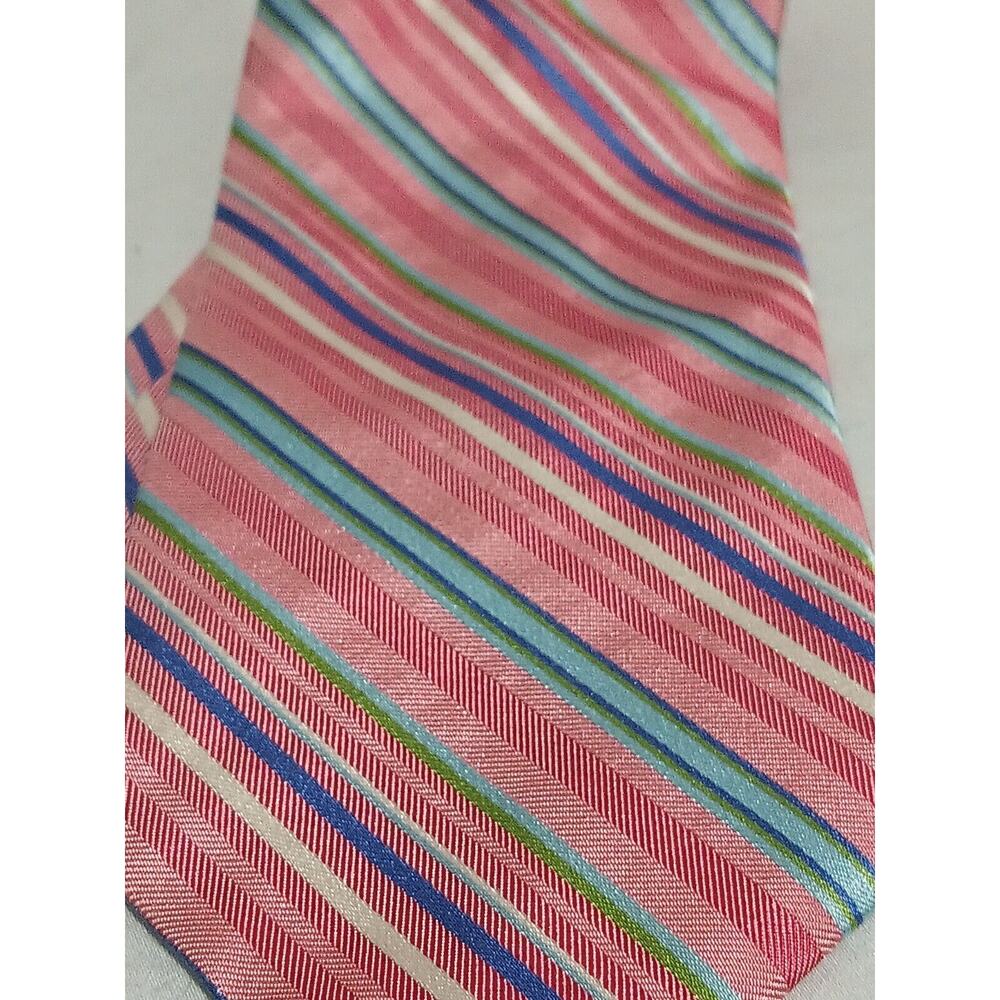 Genesis Handmade 100% Imported Silk Made In USA Pink Stripe Tie